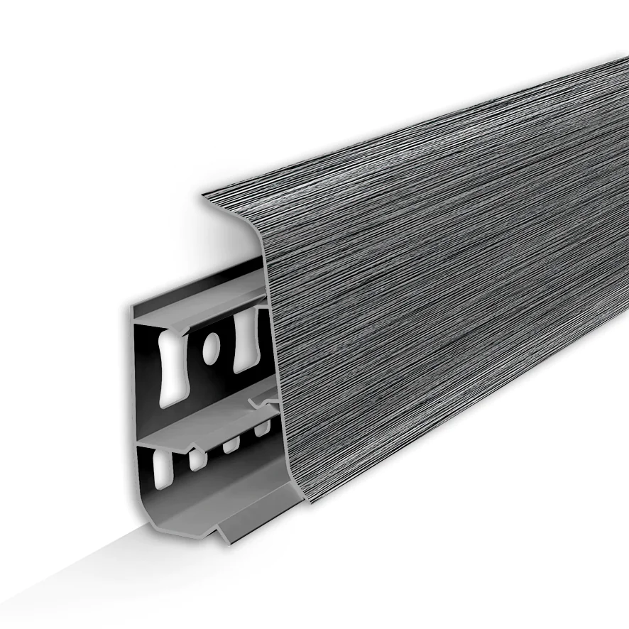 Плинтус напольный Идеал Деконика 55 мм 2,2 м (187, алюминий темный)