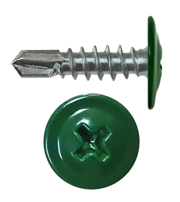 Саморез с прессшайбой DAXMER 4,2х16 со сверлом, RAL 6005 (1000 шт)