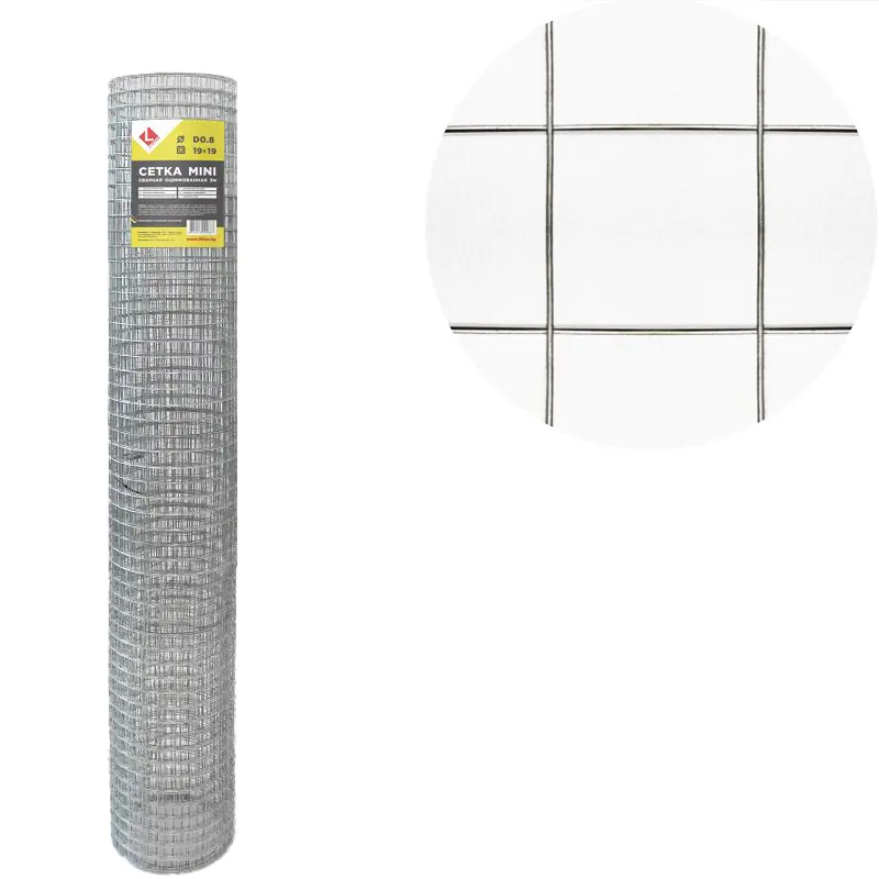 Сетка сварная оцинкованная 1 х 5 м Lihtar (ячейка 19 х 19) проволока 0,8 мм