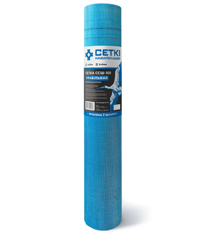 Стеклосетка фасадная Правiльная ССШ-160 СЕТКI НАВАПОЛАЦКIЯ, 50 м²