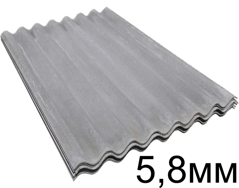 Шифер волнистый асбестоцементный 1750х1130 мм. Толщ. 5,8 (+/- 0,2) мм. РБ.