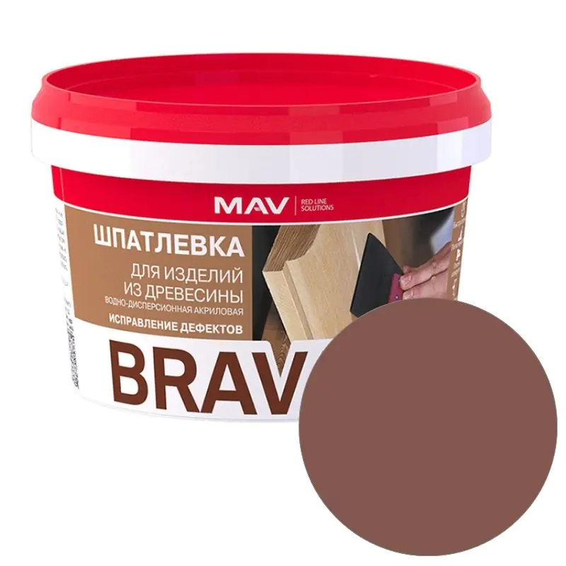 Шпатлевка готовая MAV Brava Profi-1 по дереву (махагон) 0,7 кг