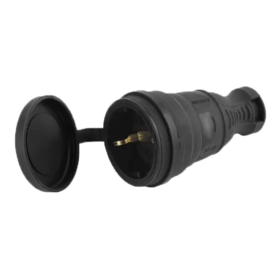 Штепсельное гнездо с заземлением 16А 55 117 00 (черный, каучук)