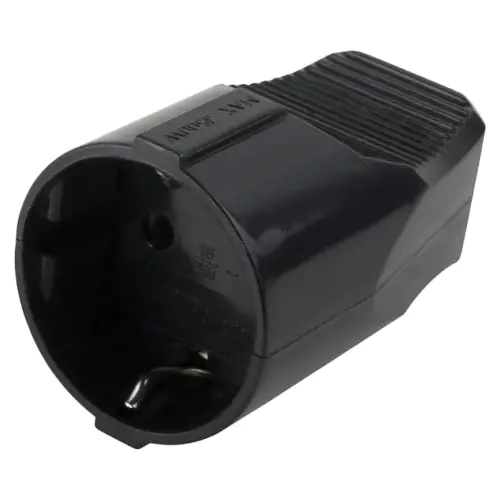 Штепсельное гнездо с заземлением 16А Electraline 55027 (черный, пластик)