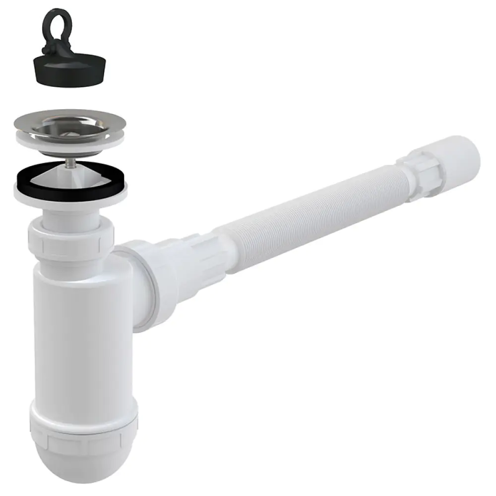 Сифон д/умывальника 40 с решеткой 63 + 6/4" × 40/50 Alcaplast A41+A770