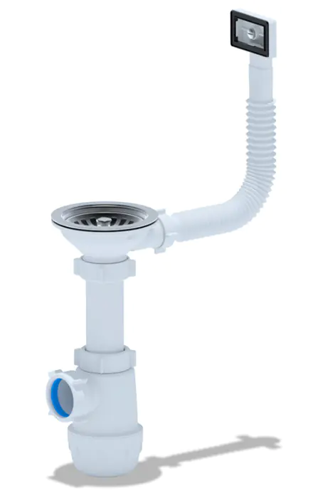 Сифон для мойки 3 1/2"х40 с гибким переливом АНИ Грот A0145S