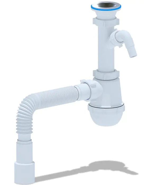 Сифон для мойки 1 1/2"х40 с отв. для ст/м и г/трубой 40х40/50 мм АНИ Грот A1015