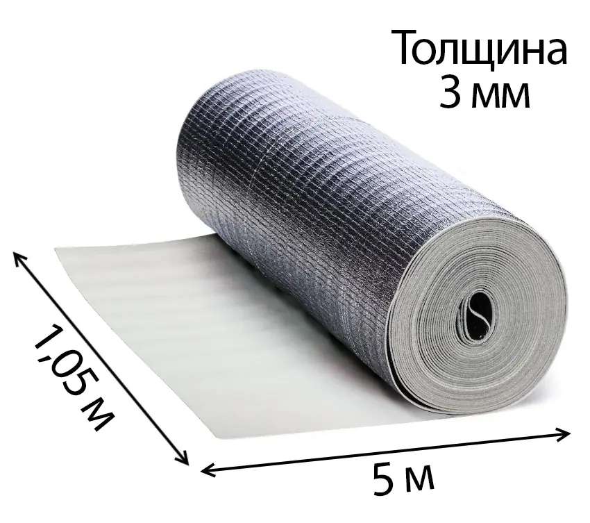 Теплоизоляция ТЕПОФОЛ 3 мм (тип А) металлизированная, рулон 5х1,05 м