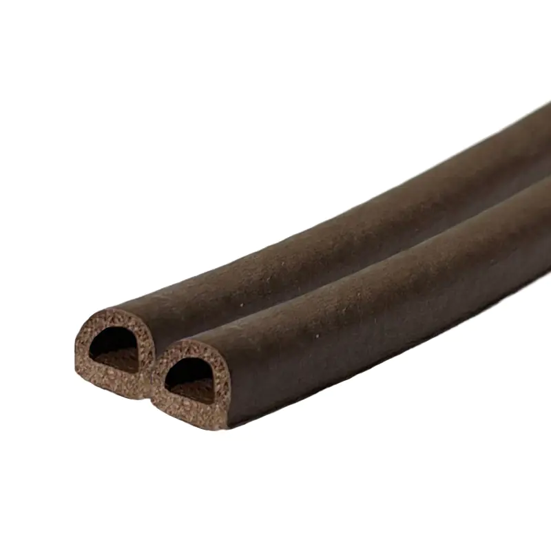 Уплотнитель резин. D-профиль 8x9 мм (корич.) сдвоенный, цена за м.п.