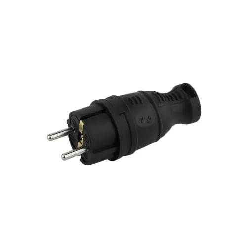 Вилка штепсельная прямая с/з 16А 55 115 00 (черный, каучук)