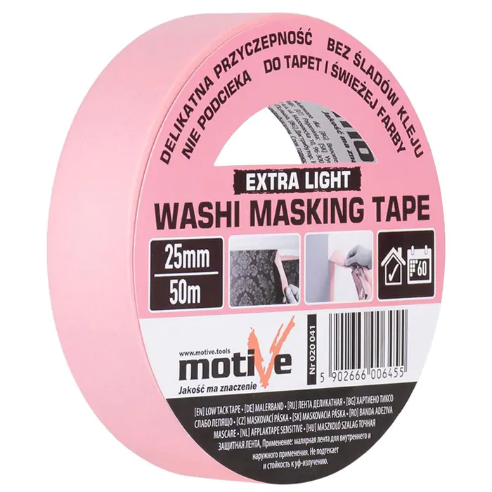 Лента малярная на рисовой бумаге Motive Washi Extra Light 25 мм х 50 м