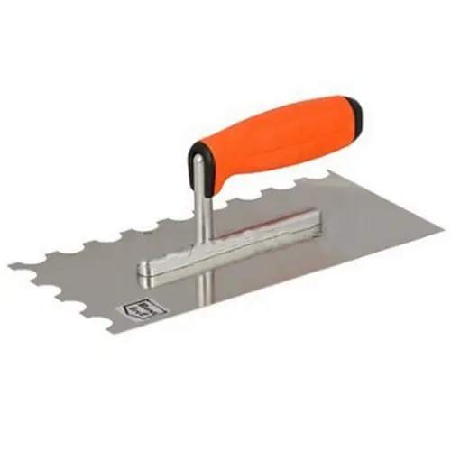 Гладилка с полукруглым зубом нержавеющая 13x27 см, зуб 12 мм